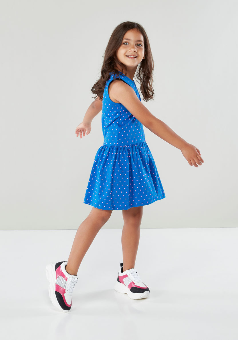 Juniors Polka-Dot Printed A-line Dress with Pocket Detail-Dresses%2C Gowns and Frocks-image-2