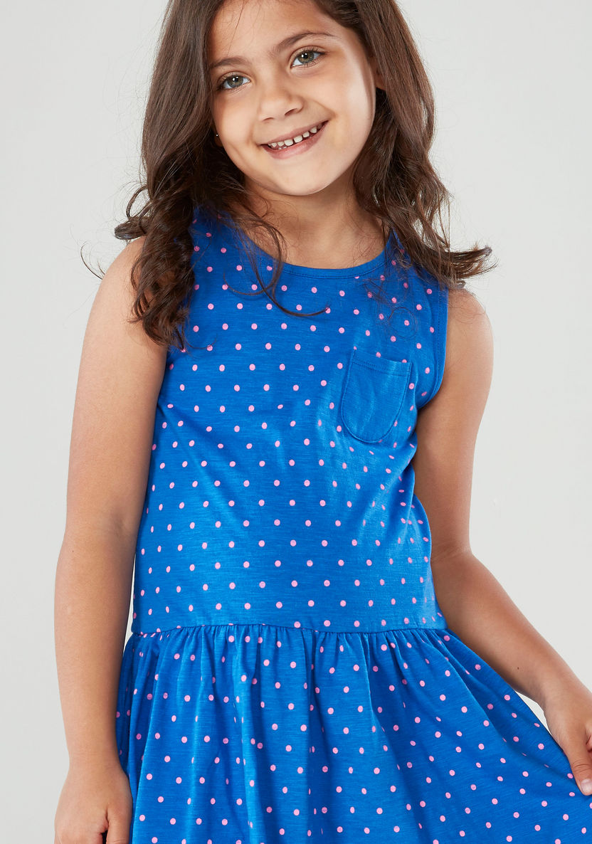 Juniors Polka-Dot Printed A-line Dress with Pocket Detail-Dresses%2C Gowns and Frocks-image-3