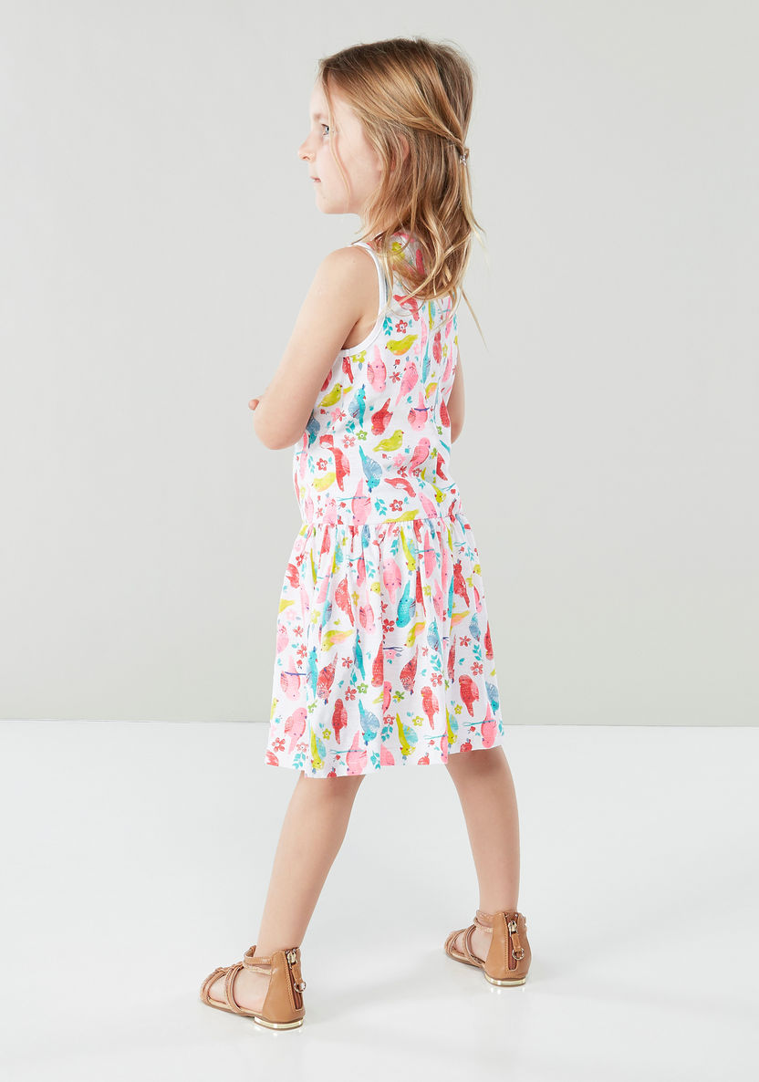 Juniors Sleeveless Printed A-line Dress-Dresses%2C Gowns and Frocks-image-1