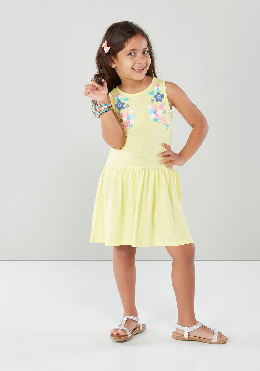 Juniors Sleeveless A-line Dress with Applique-Dresses%2C Gowns and Frocks-image-0