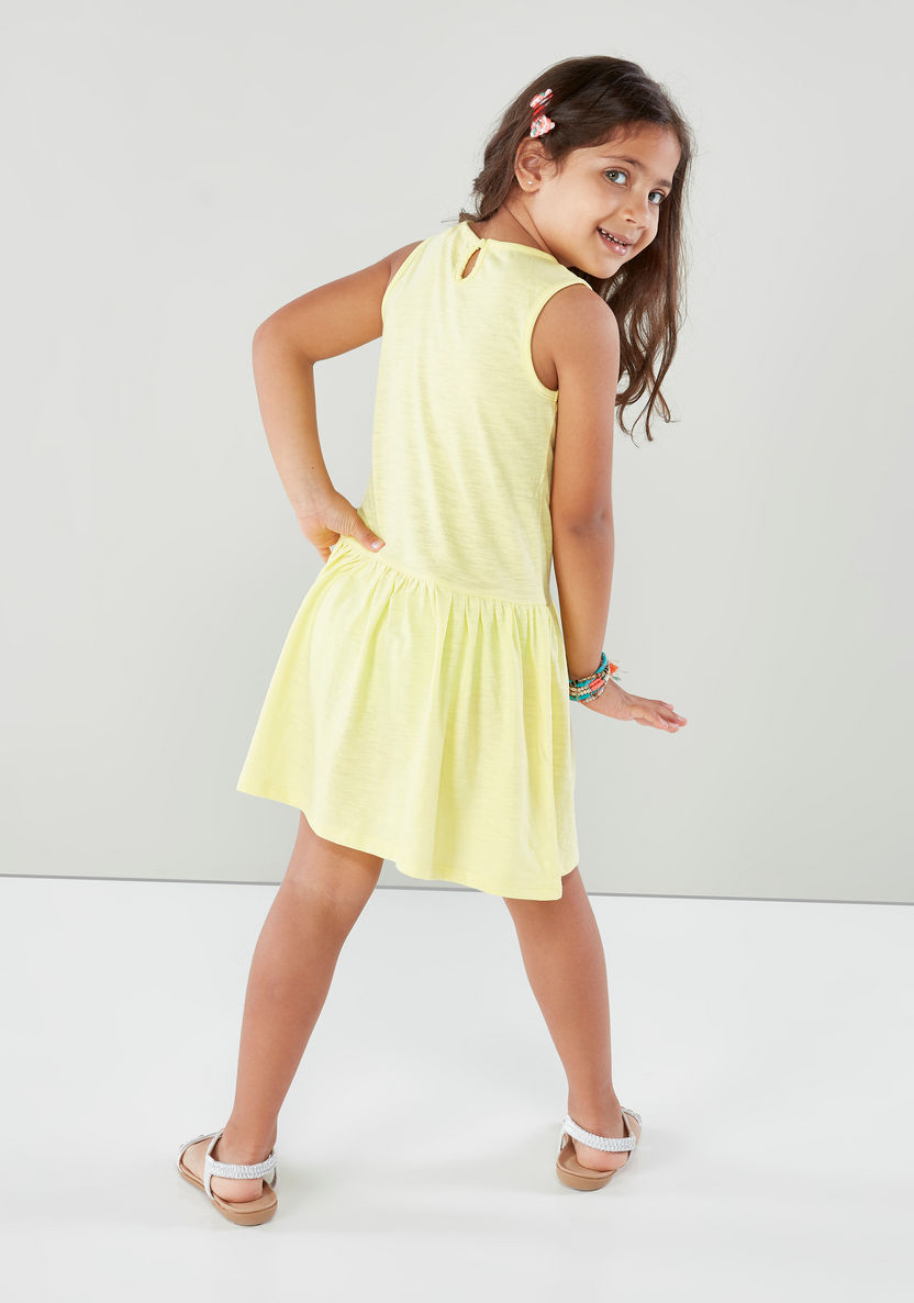 Juniors Sleeveless A-line Dress with Applique-Dresses%2C Gowns and Frocks-image-2