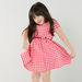 Juniors Check Designed Dress with Round Neck and Short sleeves-Dresses%2C Gowns and Frocks-thumbnail-2