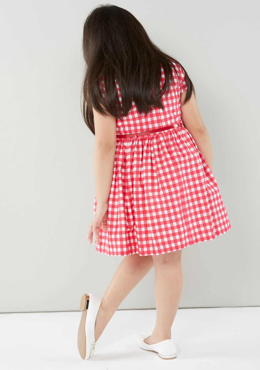 Juniors Check Designed Dress with Round Neck and Short sleeves-Dresses%2C Gowns and Frocks-image-3