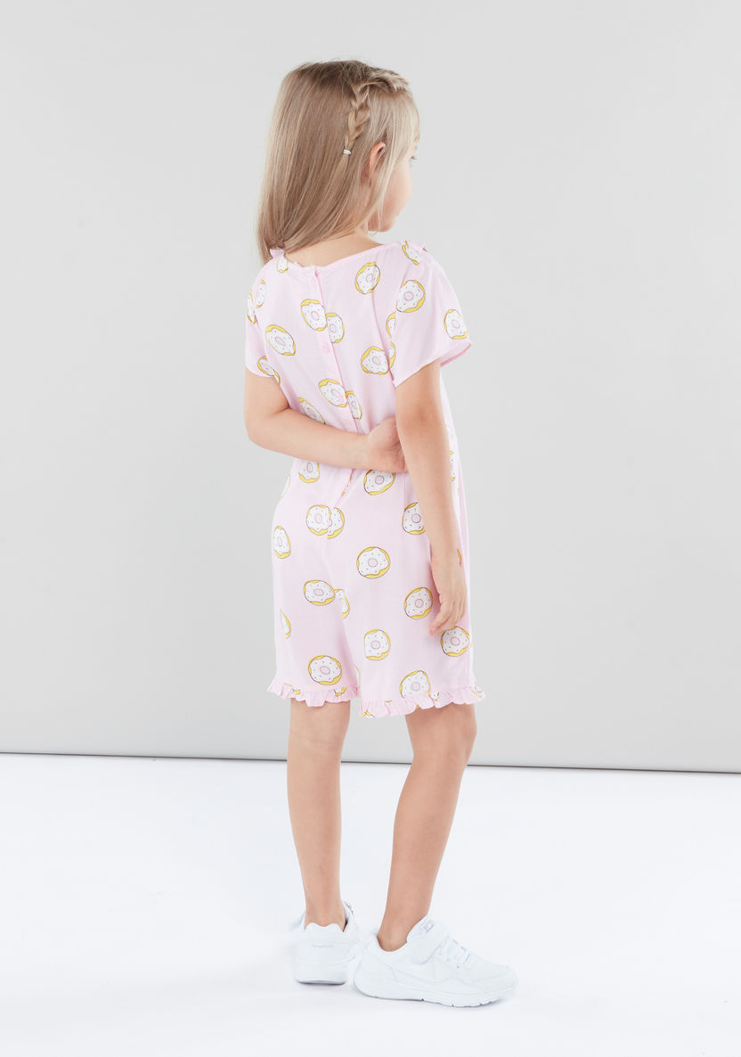 Juniors Printed Flared Playsuit with Ruffle Detail-Rompers%2C Dungarees and Jumpsuits-image-3
