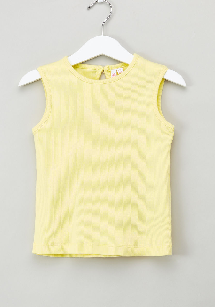 Juniors Solid Sleeveless Cotton T-shirt with Round Neck - Set of 2-T Shirts-image-1