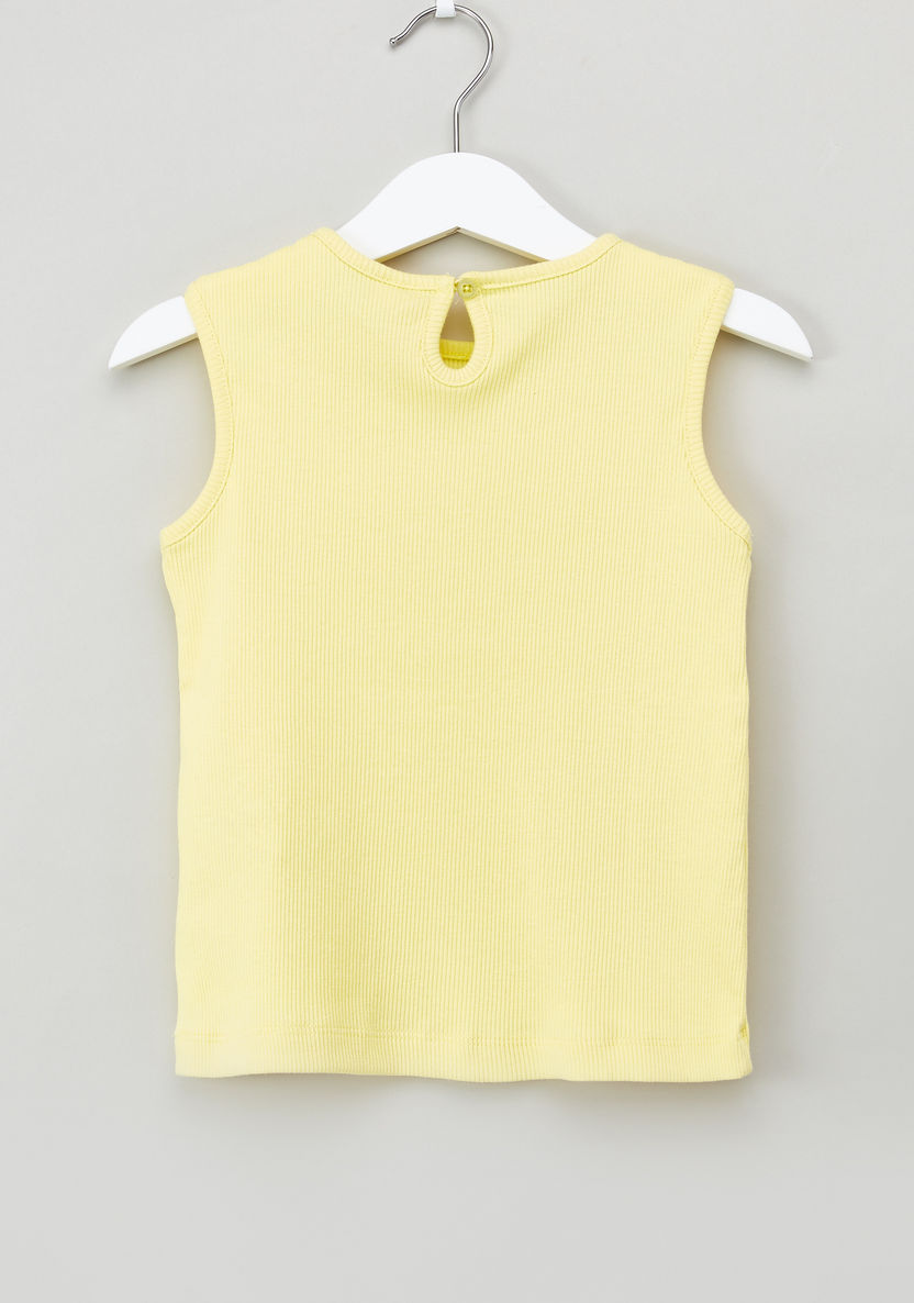 Juniors Solid Sleeveless Cotton T-shirt with Round Neck - Set of 2-T Shirts-image-3