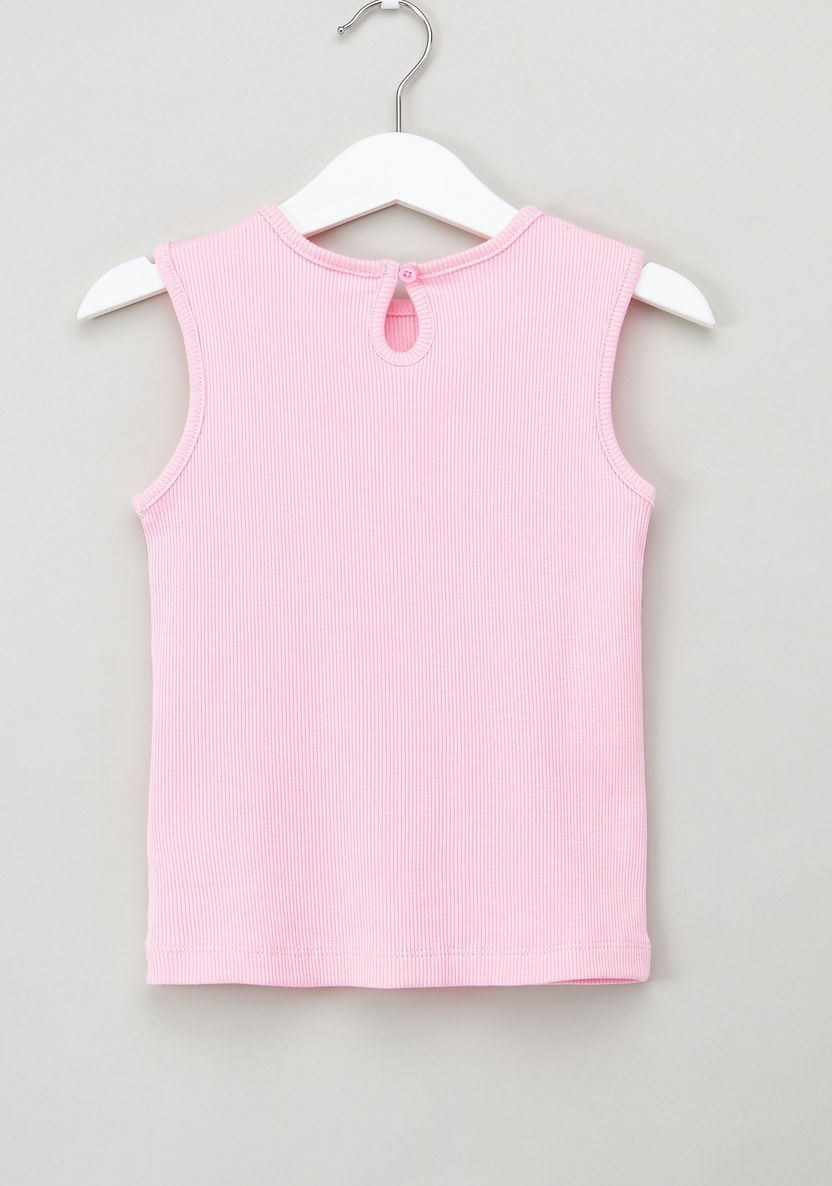 Juniors Solid Sleeveless Cotton T-shirt with Round Neck - Set of 2-T Shirts-image-6