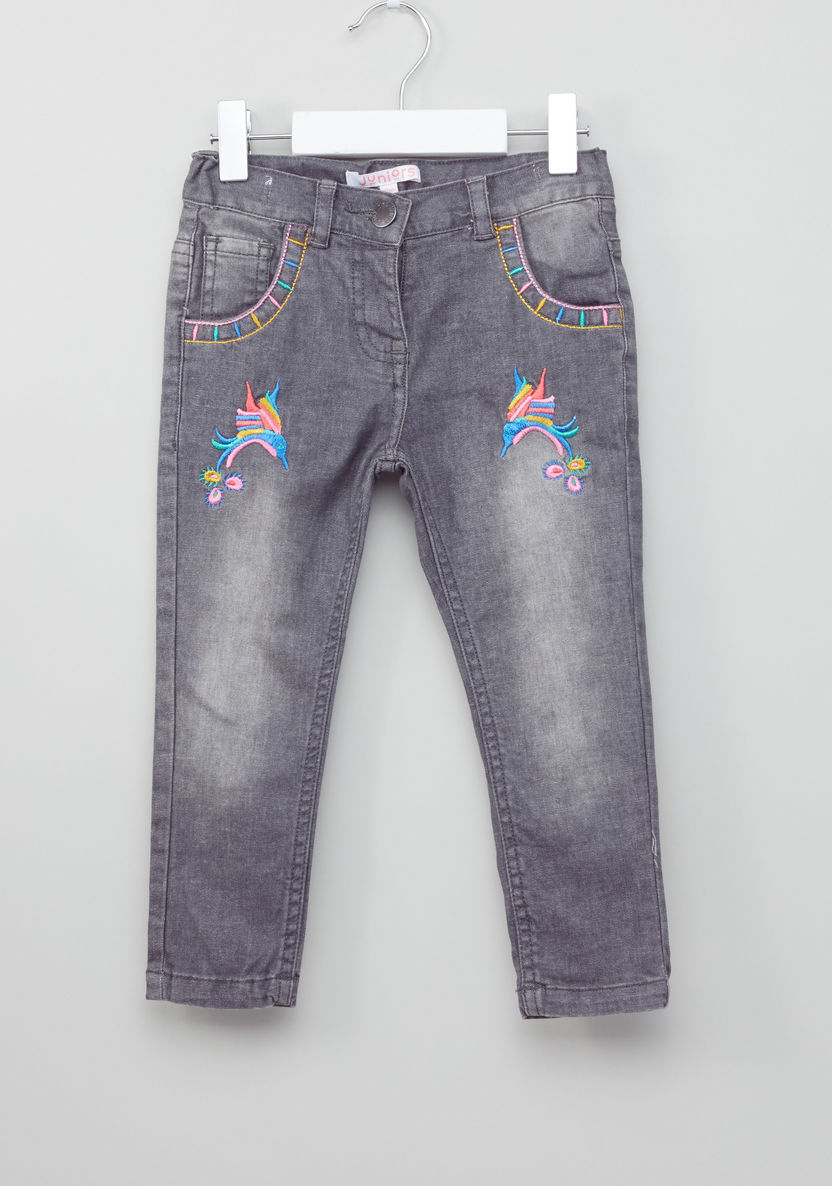 Juniors Embroidered Pants with Pocket Detail-Pants-image-0