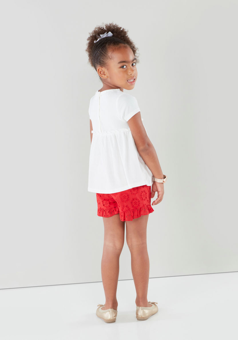 Juniors Textured Cotton Shorts with Waist Tie-up-Shorts-image-2