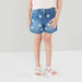 Juniors Printed Denim Shorts with Pocket Detail and Belt Loop-Shorts-thumbnail-0