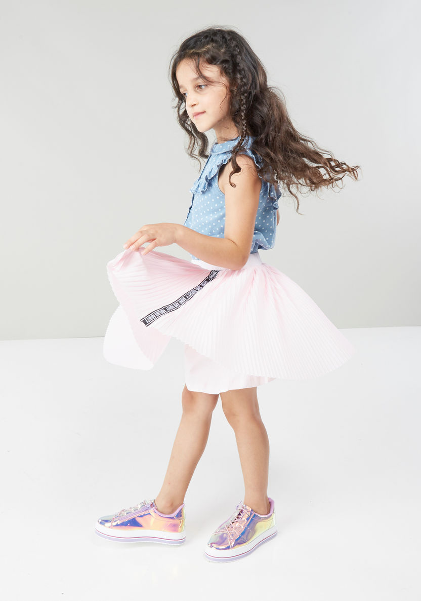 Juniors Pleated Skirt with Tape Detail-Skirts-image-2