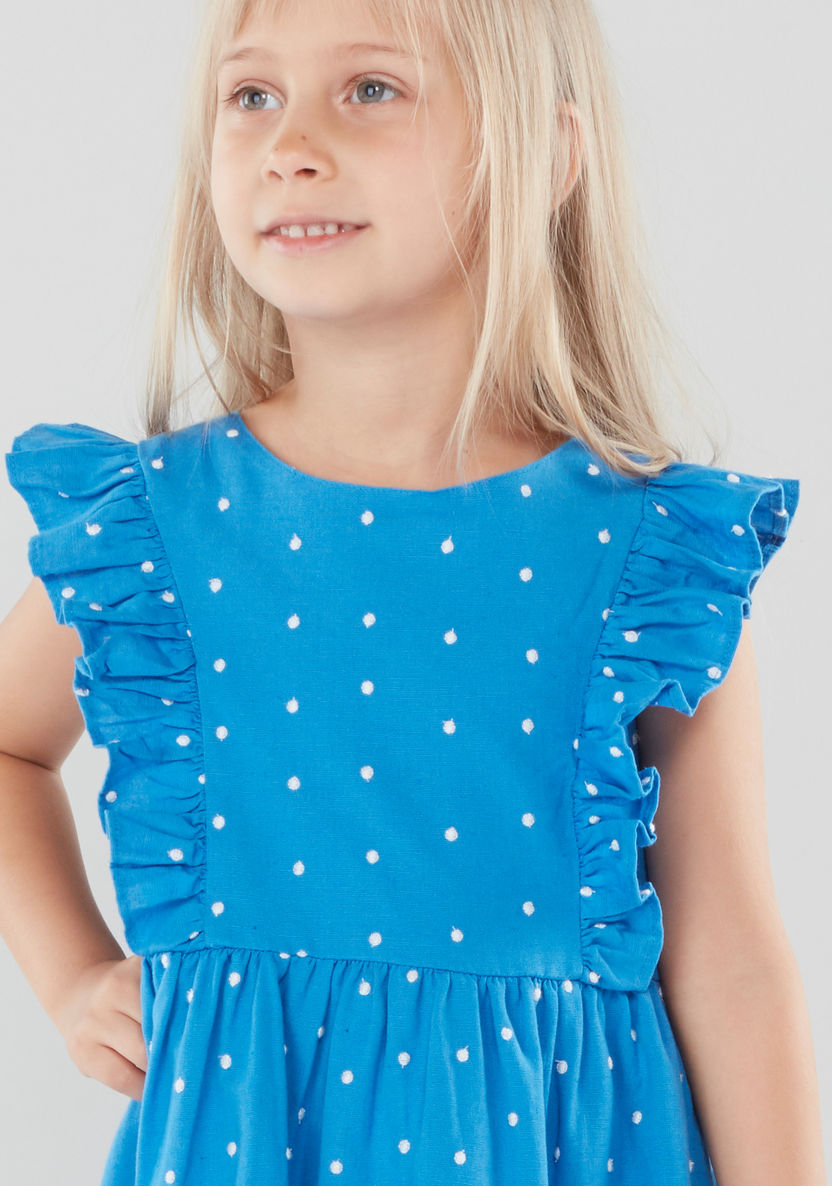 Juniors Printed A-line Dress with Ruffle Detail-Dresses%2C Gowns and Frocks-image-1