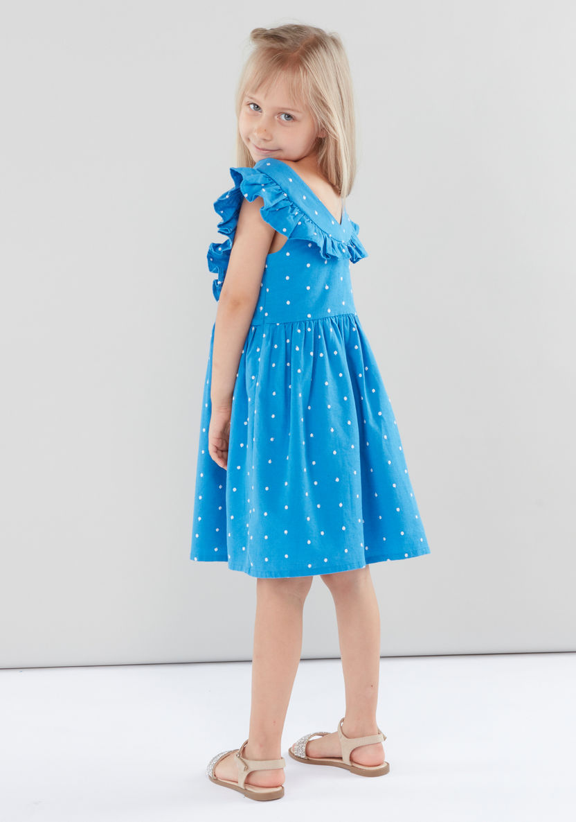 Juniors Printed A-line Dress with Ruffle Detail-Dresses%2C Gowns and Frocks-image-2