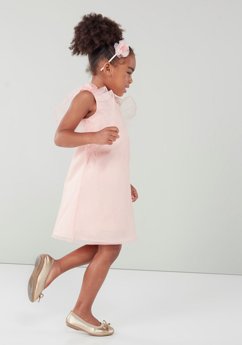 Juniors Sleeveless Dress with Round Neck and Frill Detail-Dresses%2C Gowns and Frocks-image-2