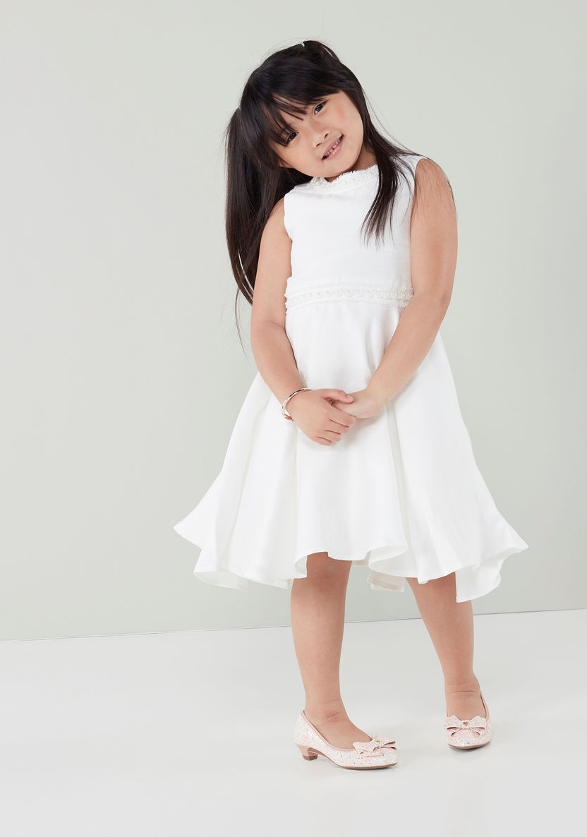 Juniors Sleeveless Dress with Pearl Detail-Dresses%2C Gowns and Frocks-image-3