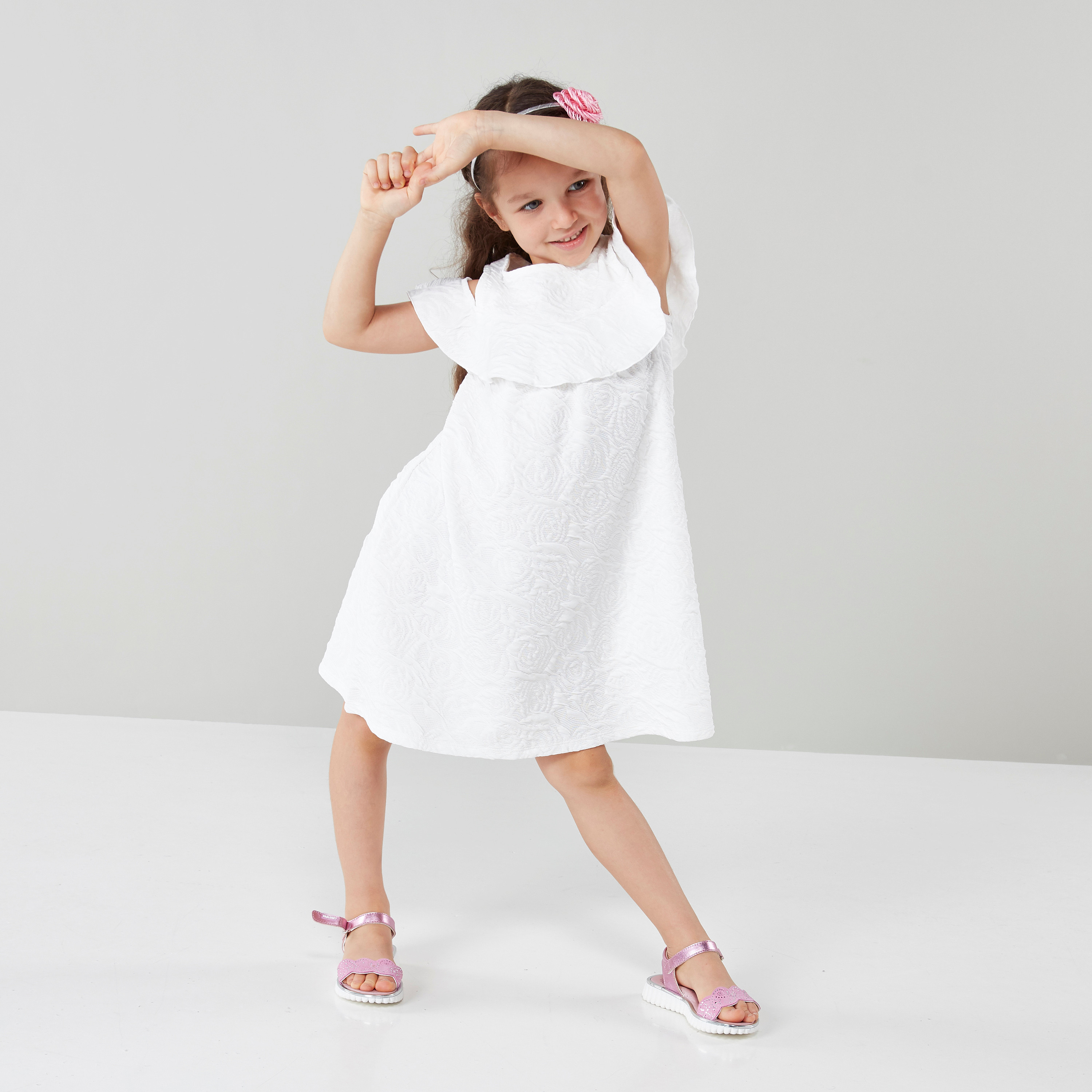 Buy Juniors Textured A line Cold Shoulder Dress Online Babyshop Kuwait