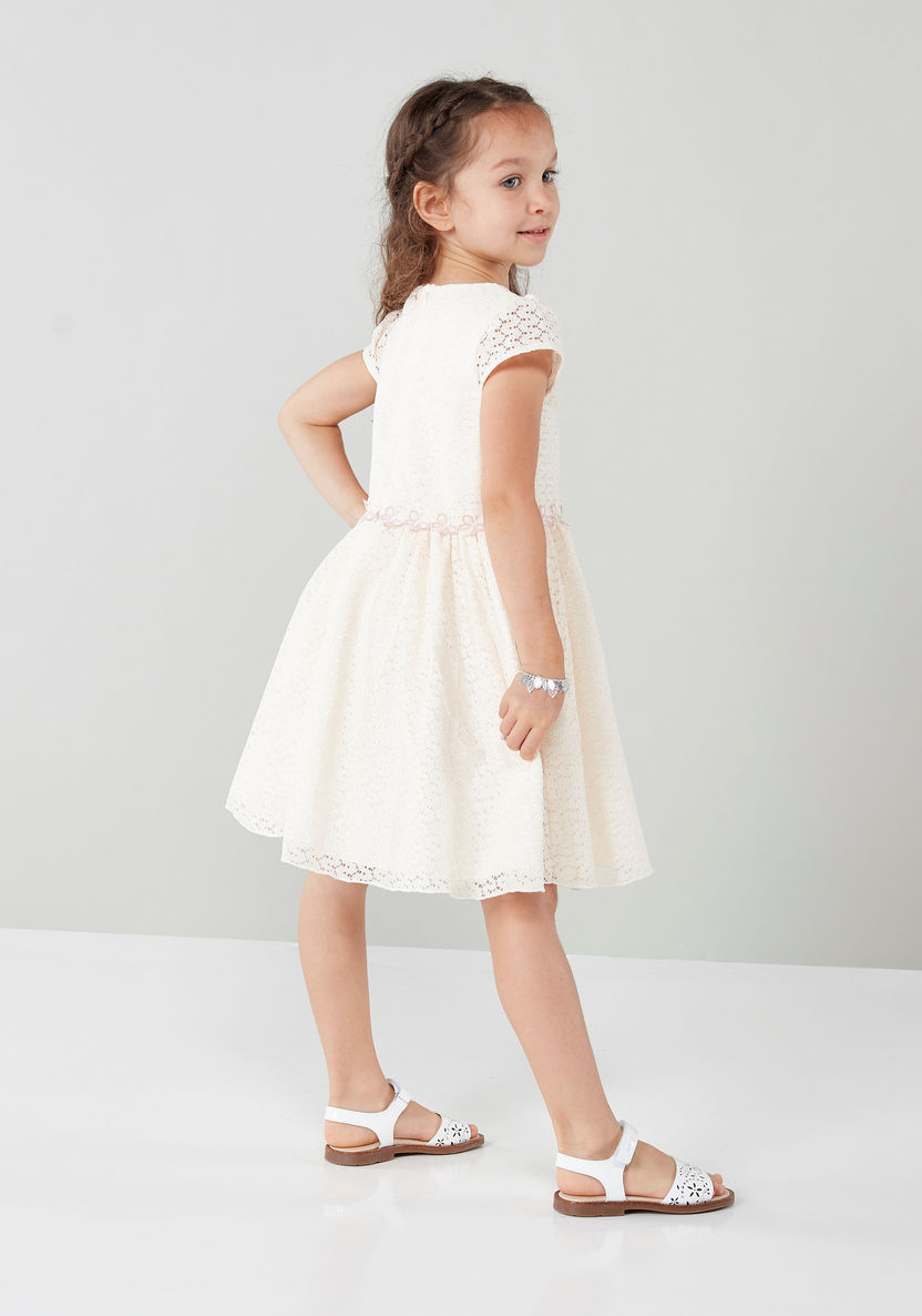 Juniors Textured A-line Dress with Applique-Dresses%2C Gowns and Frocks-image-2