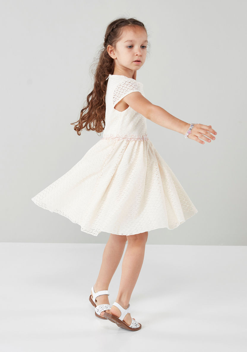 Juniors Textured A-line Dress with Applique-Dresses%2C Gowns and Frocks-image-3