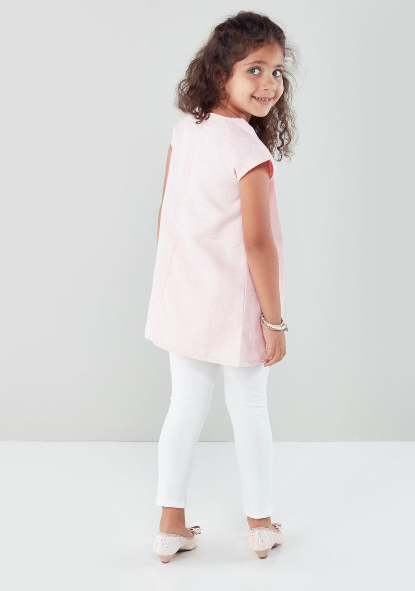 Juniors Pleated Cap Sleeves Tunic with Leggings-Clothes Sets-image-1