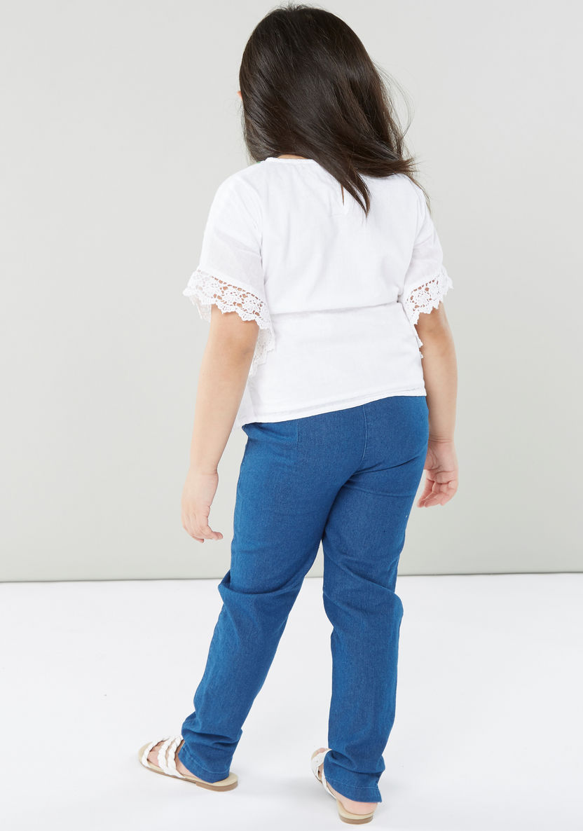 Eligo Solid Pants with Pockets and Notched Hems-Pants-image-3