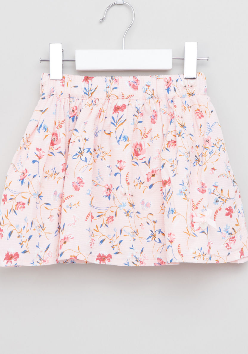 Eligo Floral Printed Skirt with Elasticised Waistband-Skirts-image-0