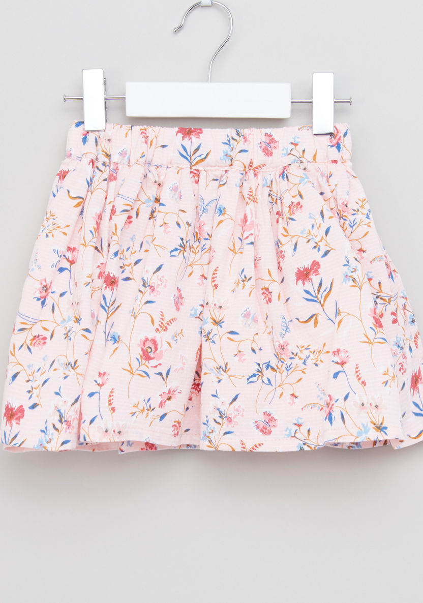 Eligo Floral Printed Skirt with Elasticised Waistband-Skirts-image-2