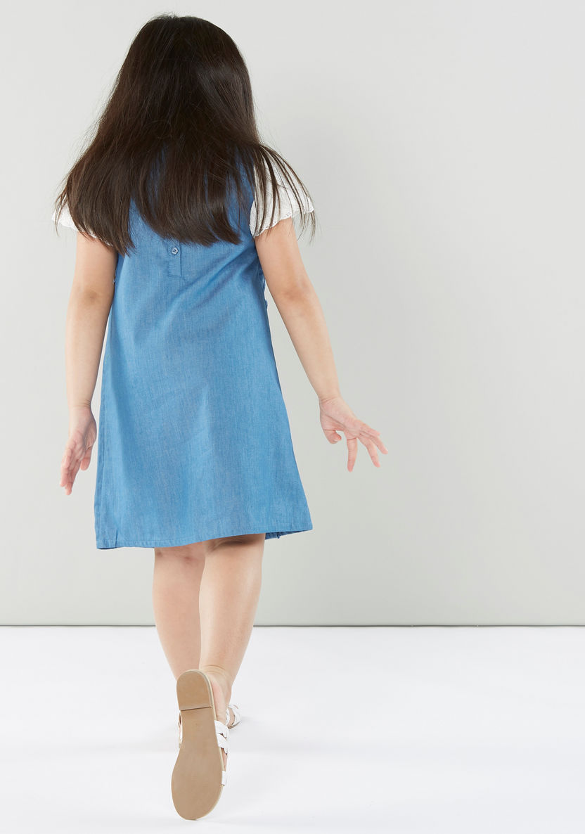 Eligo Schiffli Detail Top with Sleeveless Dress-Clothes Sets-image-3