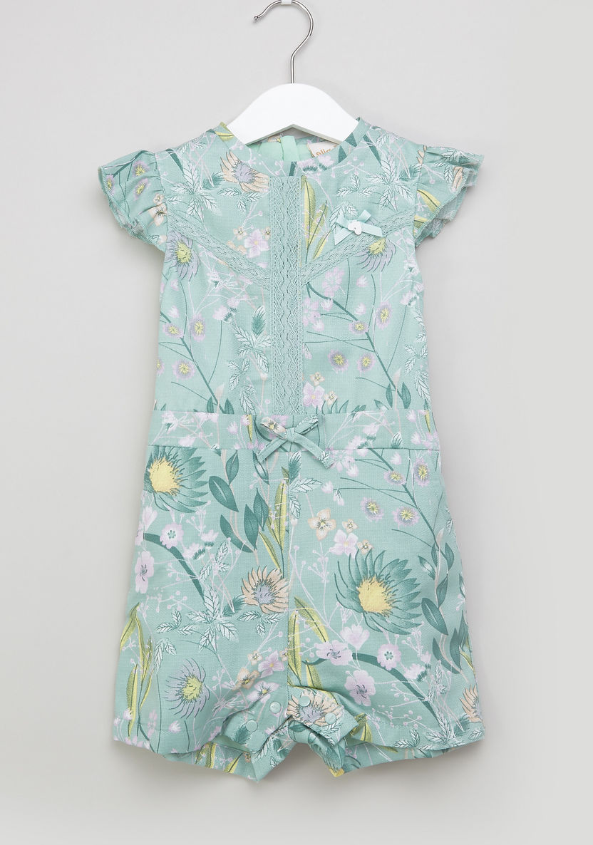 Eligo Tropical Printed Lace Detail Romper-Rompers%2C Dungarees and Jumpsuits-image-0