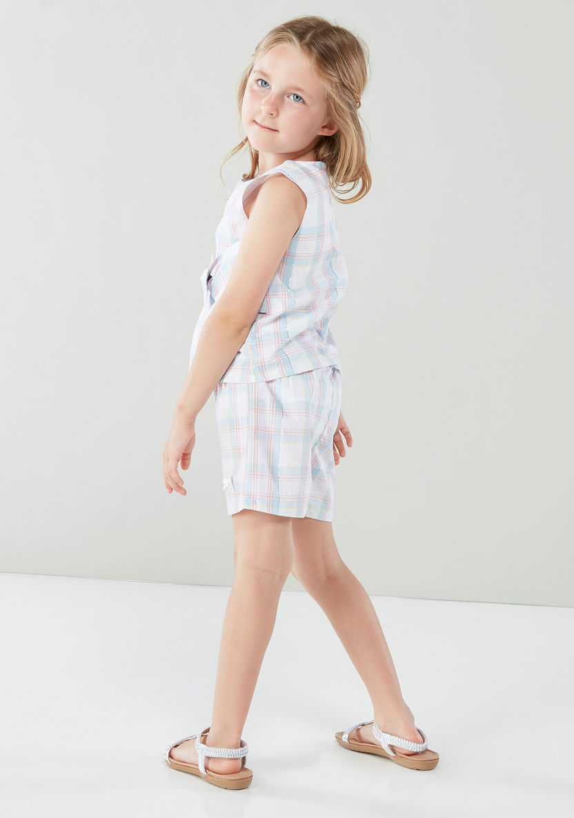 Eligo Chequered Sleeveless Romper with Bow Detail-Rompers%2C Dungarees and Jumpsuits-image-2
