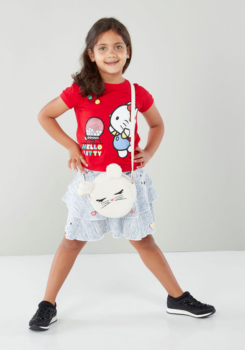 Sanrio Striped Flared Skirt with Applique-Skirts-image-0