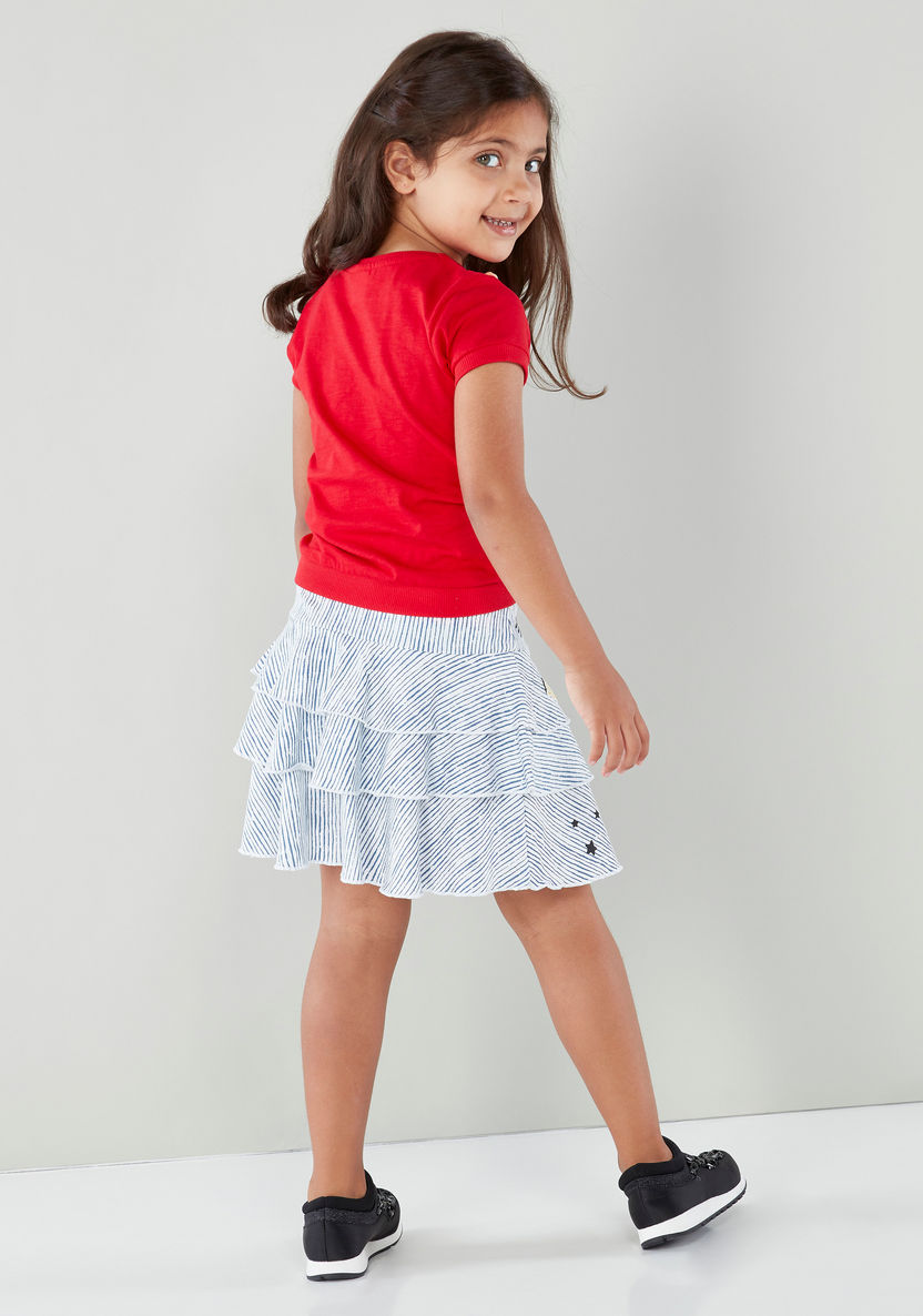 Sanrio Striped Flared Skirt with Applique-Skirts-image-1