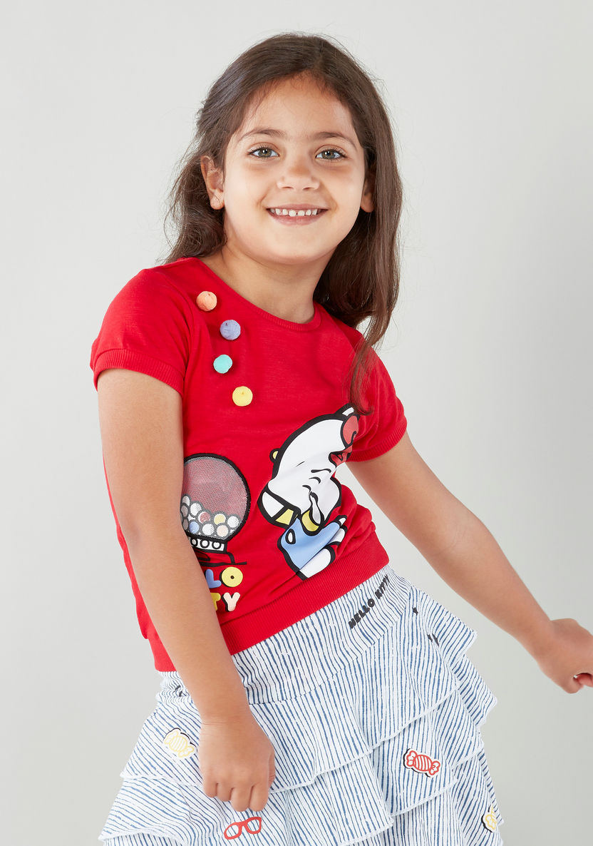 Sanrio Hello Kitty Top with Pom Poms-Blouses-image-0