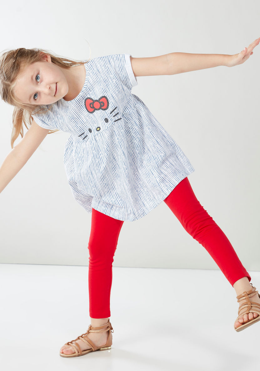 Sanrio Hello Kitty Striped Tunic with Contrast Leggings-Clothes Sets-image-0
