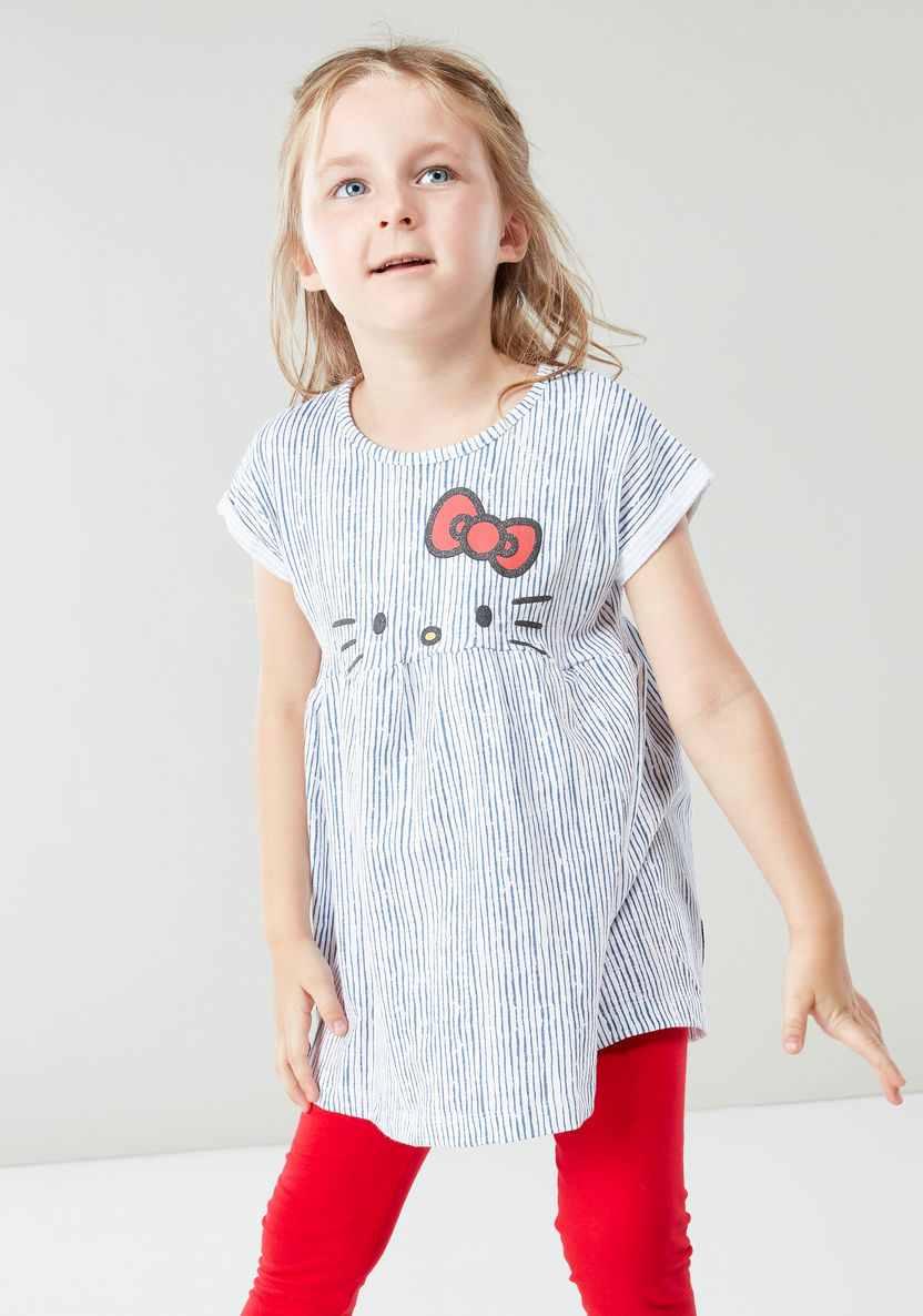 Sanrio Hello Kitty Striped Tunic with Contrast Leggings-Clothes Sets-image-1