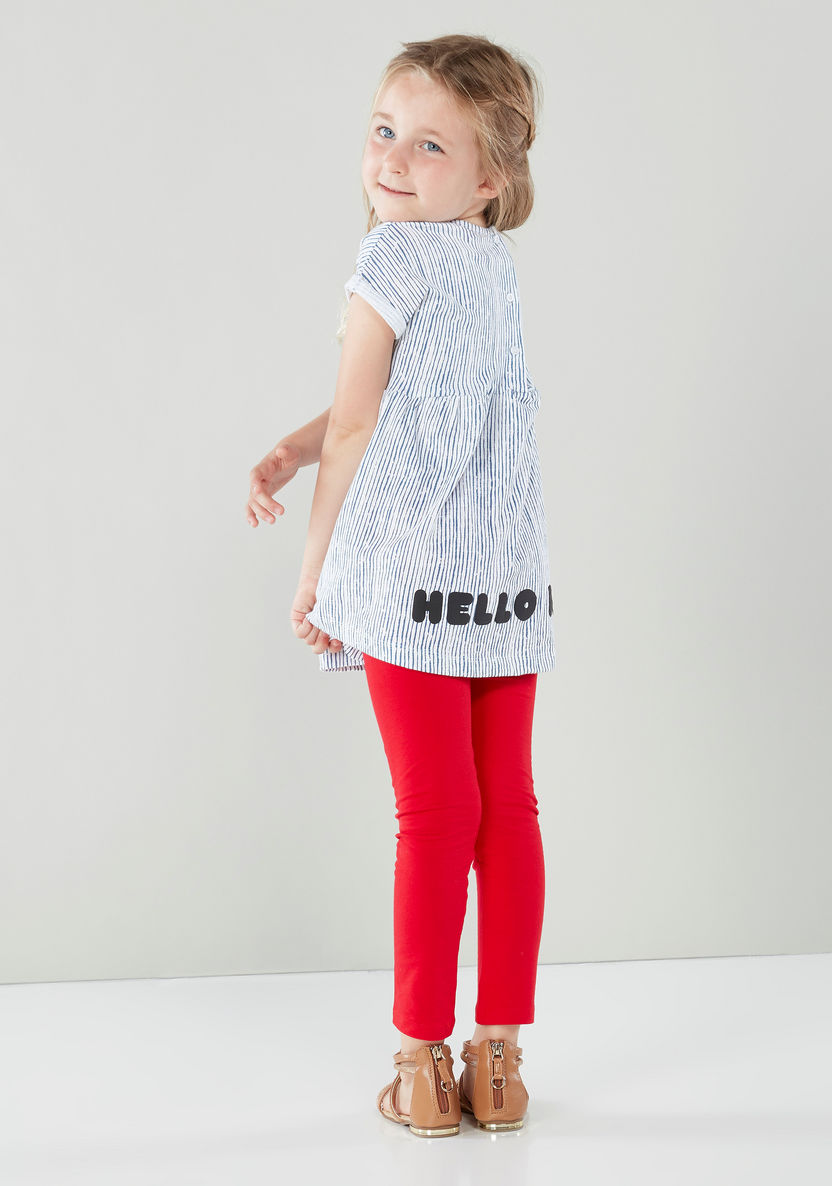Sanrio Hello Kitty Striped Tunic with Contrast Leggings-Clothes Sets-image-2