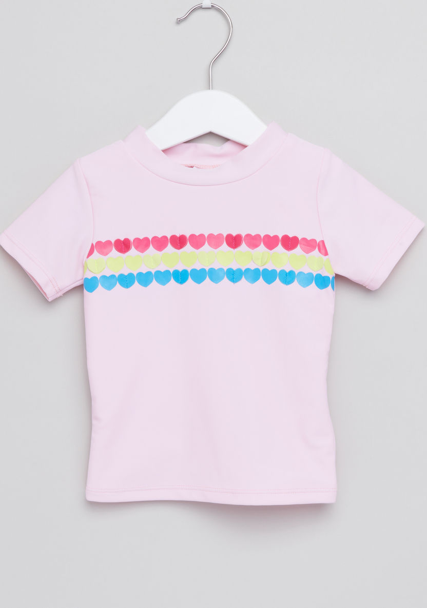 Juniors Printed Round Neck T-shirt with Skirt-Swimwear-image-1