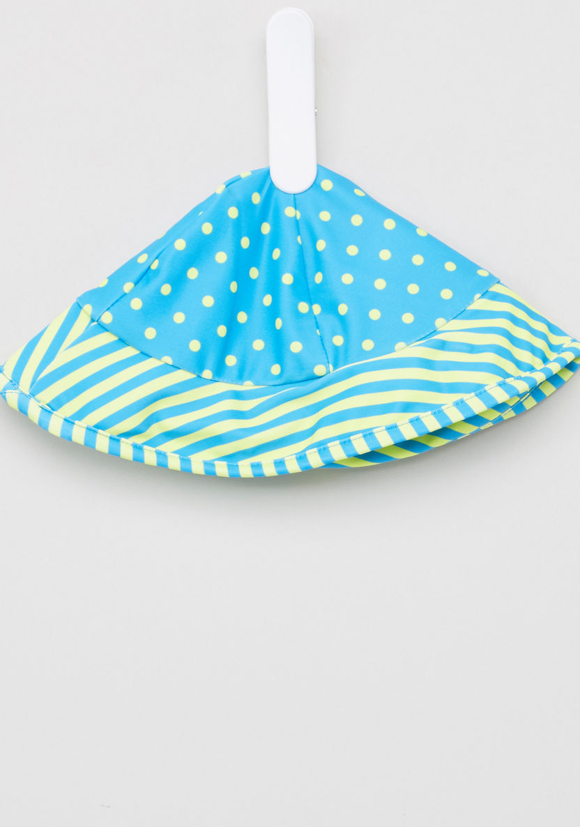 Juniors Polka Dot Printed Swimsuit with Cap-Swimwear-image-3