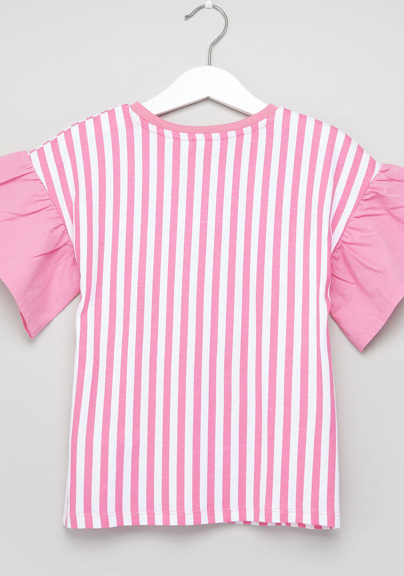Juniors Striped Flared Sleeves Top-Blouses-image-2