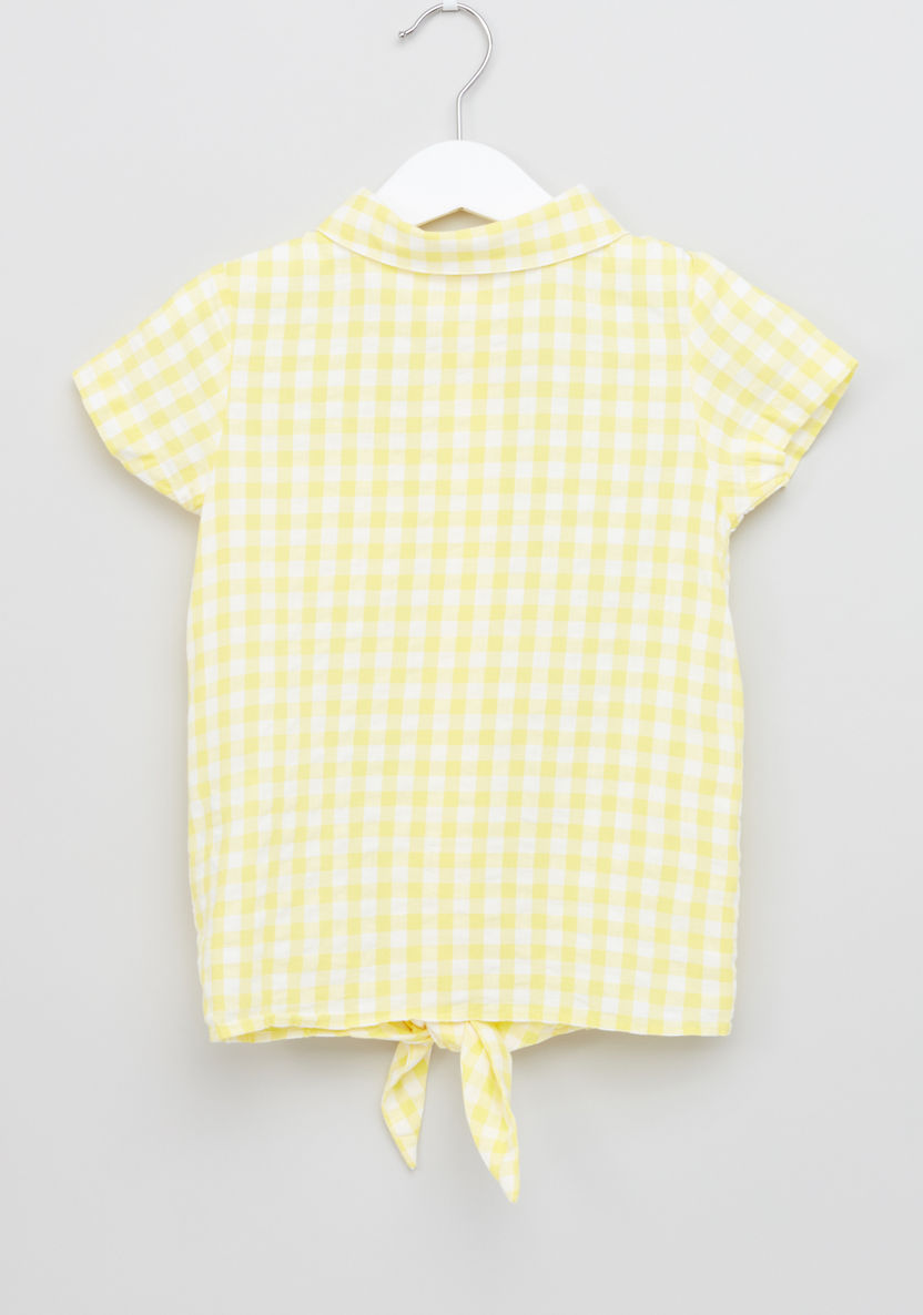 Juniors Chequered Knot Detail Top-Blouses-image-2
