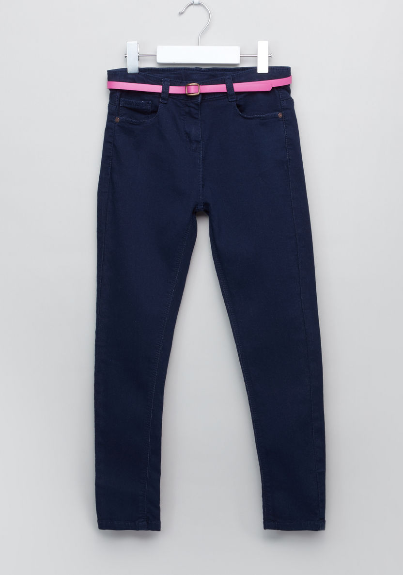 Juniors Belted Straight Leg Denim Pants-Jeans and Jeggings-image-0