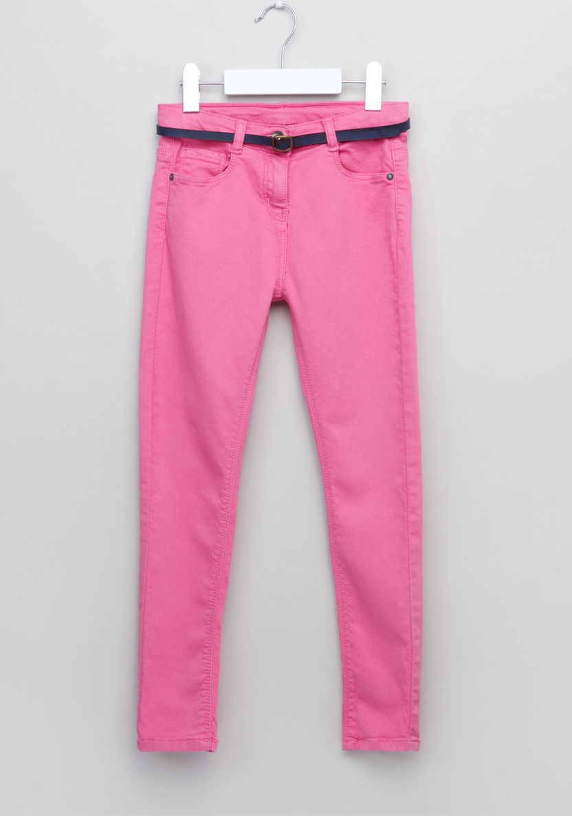 Juniors Belted Straight Leg Denim Pants-Jeans and Jeggings-image-0