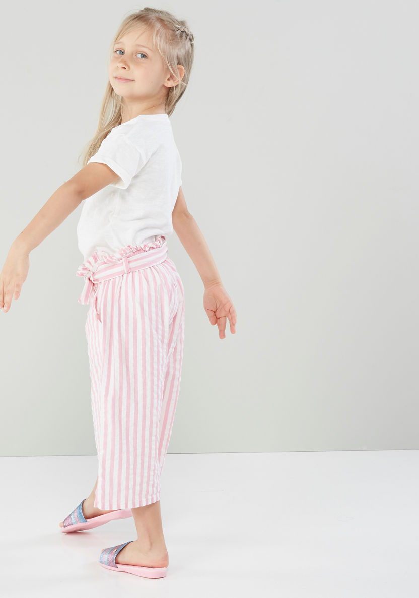 Juniors Striped Pants with Paper Bag Waist and Tie Ups-Pants-image-3