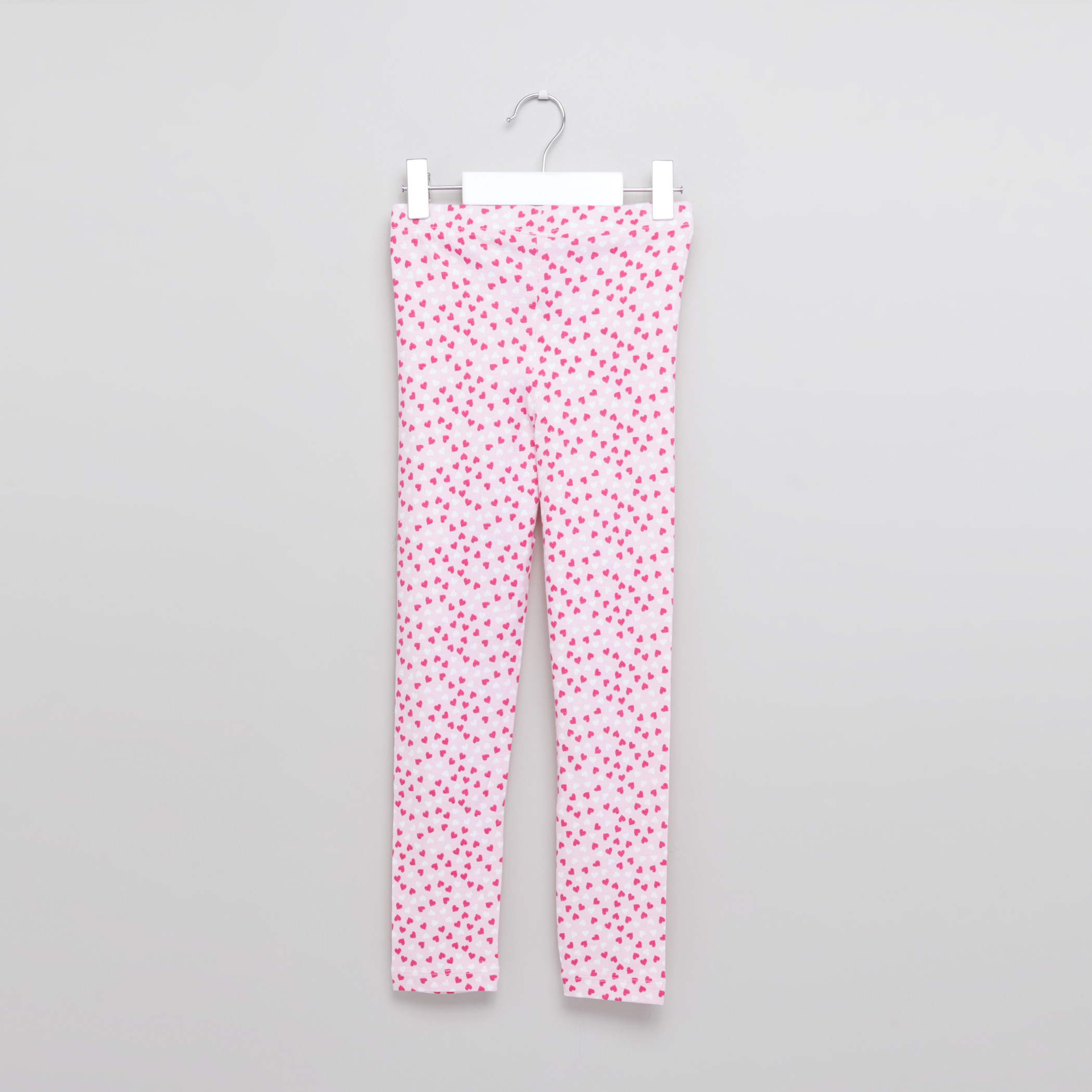 Juniors Heart Printed Leggings with Elasticised Waistband-girls-clothing-bottoms-leggings-image-3