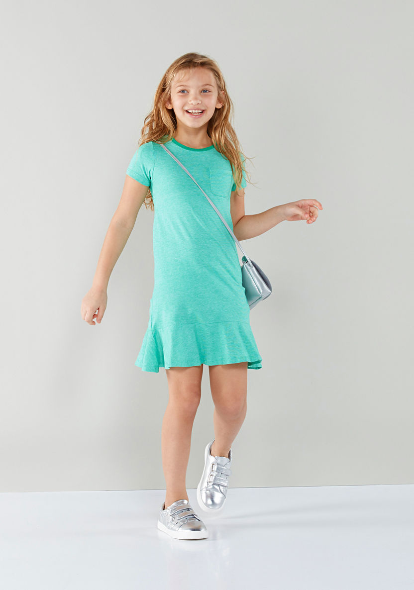 Juniors Short Sleeves Pocket Detail Dress-Dresses%2C Gowns and Frocks-image-0