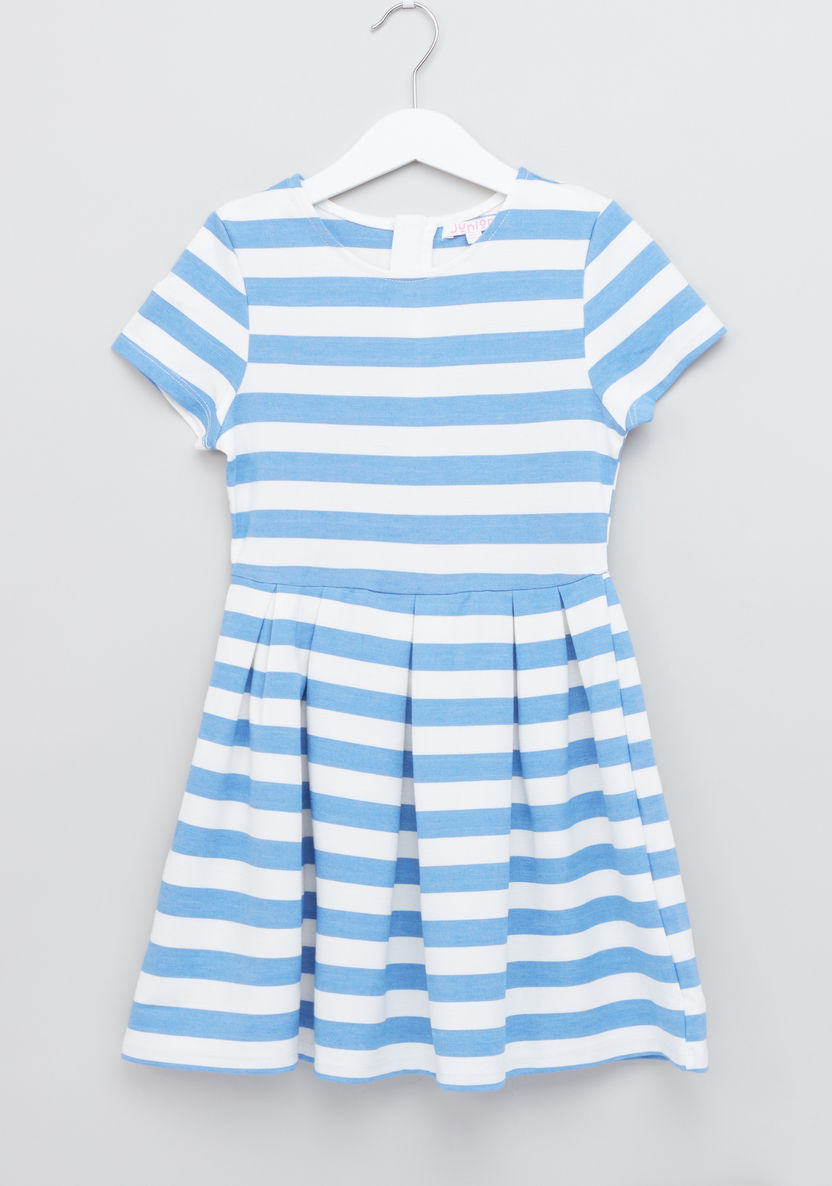 Juniors Striped Short Sleeves Dress-Dresses%2C Gowns and Frocks-image-0