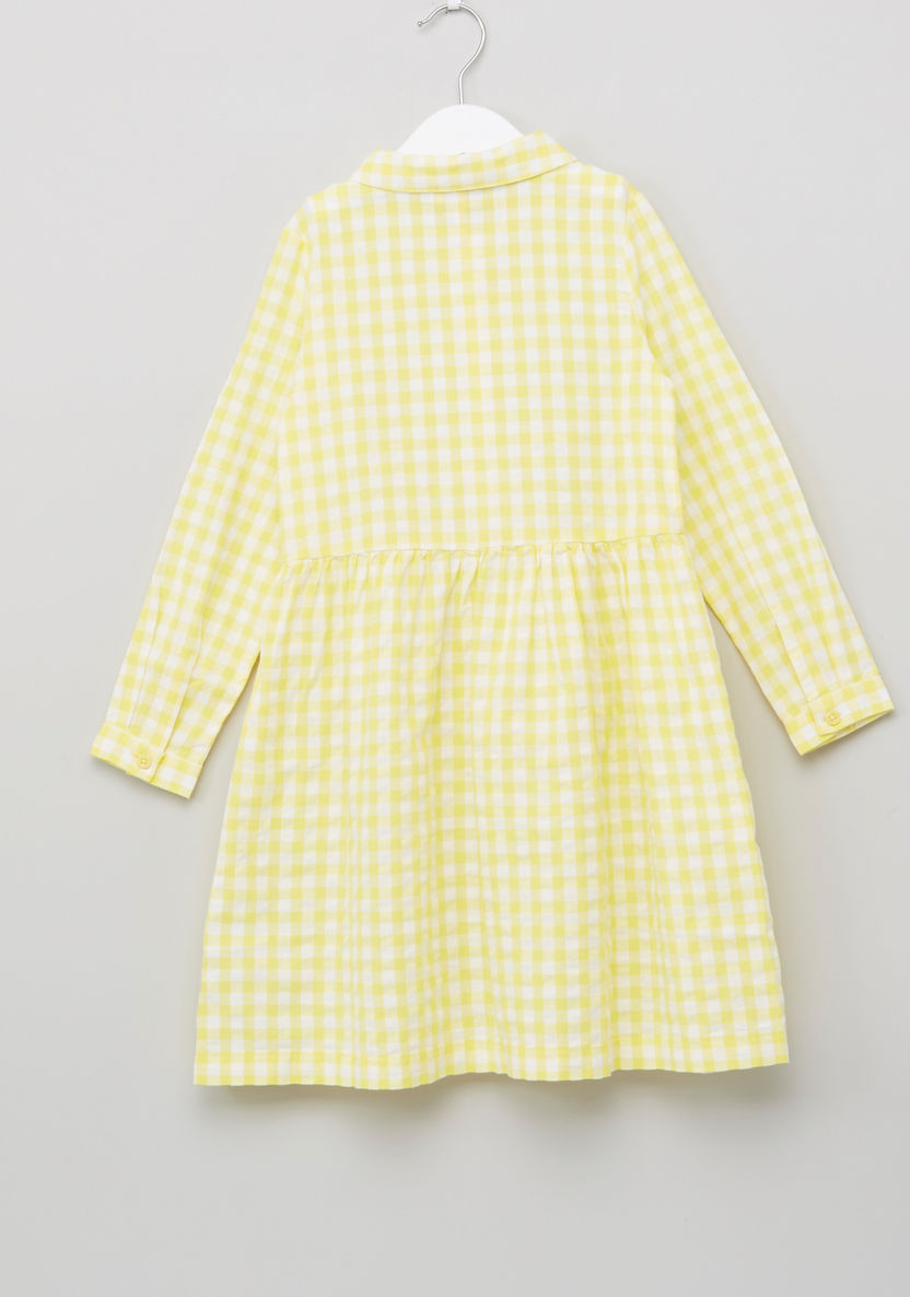 Juniors Chequered Long Sleeves Dress-Dresses%2C Gowns and Frocks-image-2