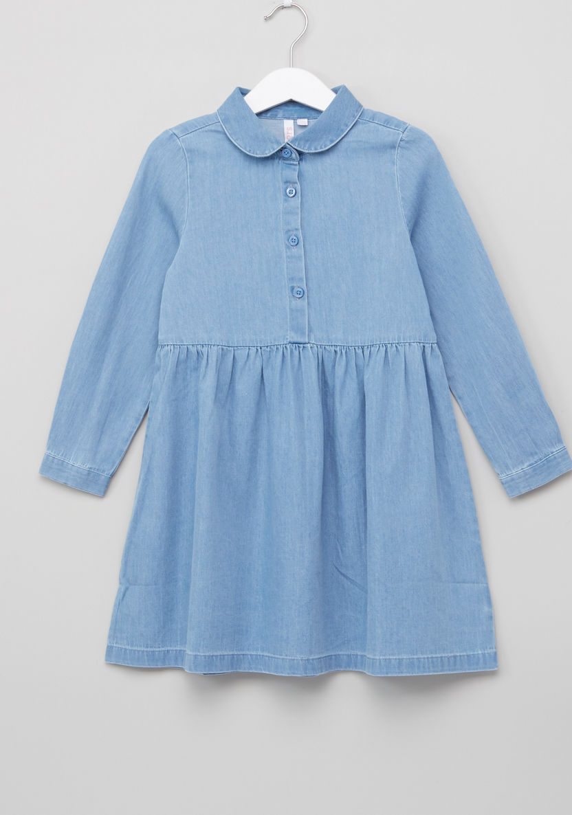 Juniors Long Sleeves Denim Dress-Dresses%2C Gowns and Frocks-image-0