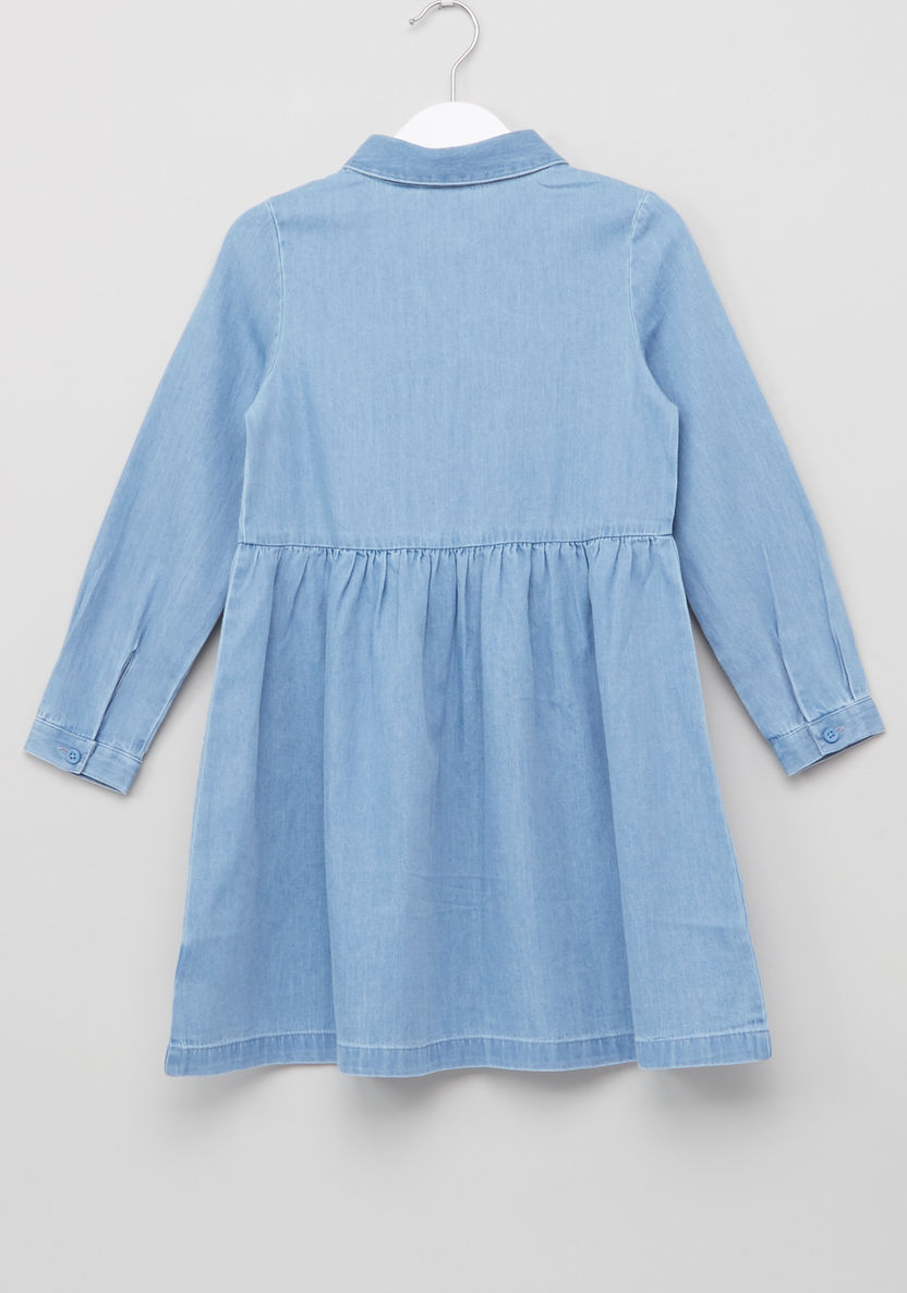 Juniors Long Sleeves Denim Dress-Dresses%2C Gowns and Frocks-image-2