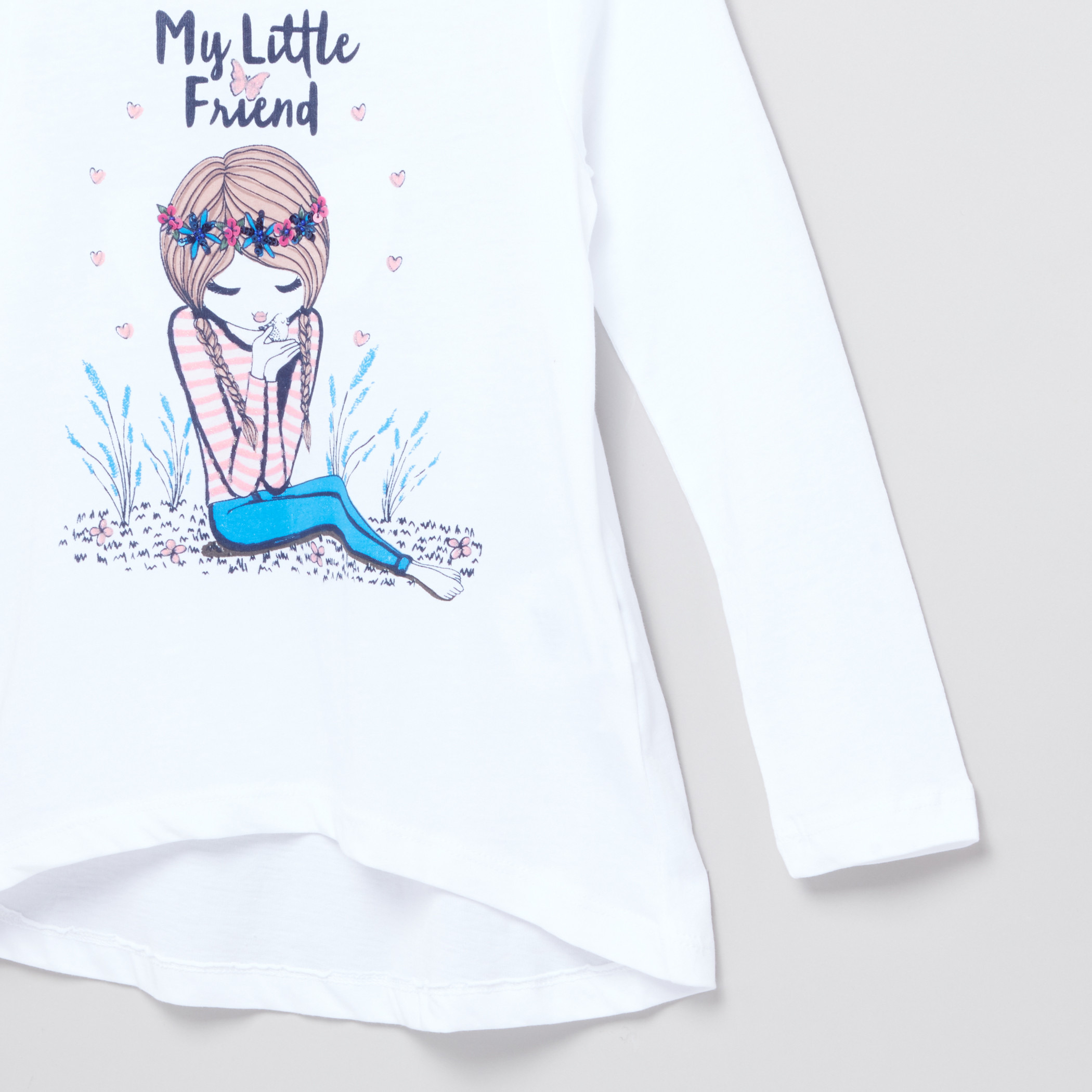 Juniors Graphic Printed Long Sleeves T-Shirt-girls-clothing-schoolwear-tshirts-image-2