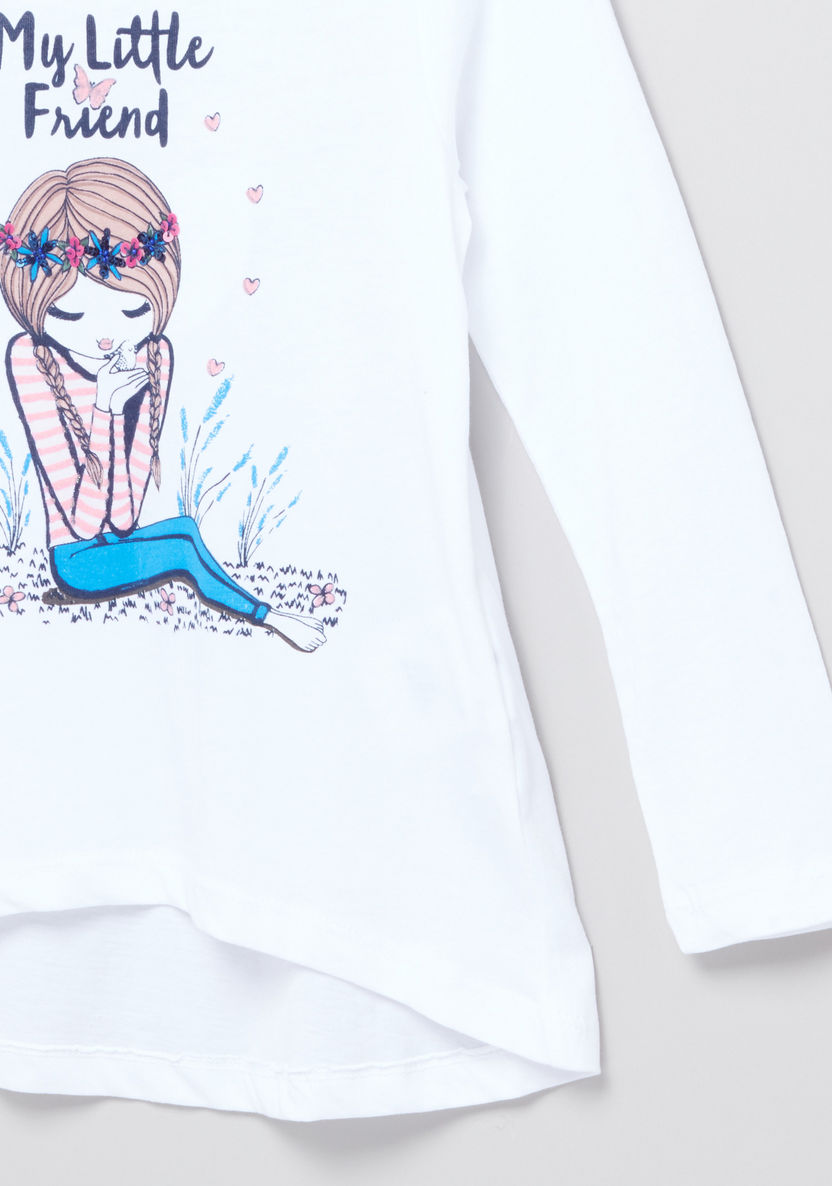 Juniors Graphic Printed Long Sleeves T-shirt-T Shirts-image-1